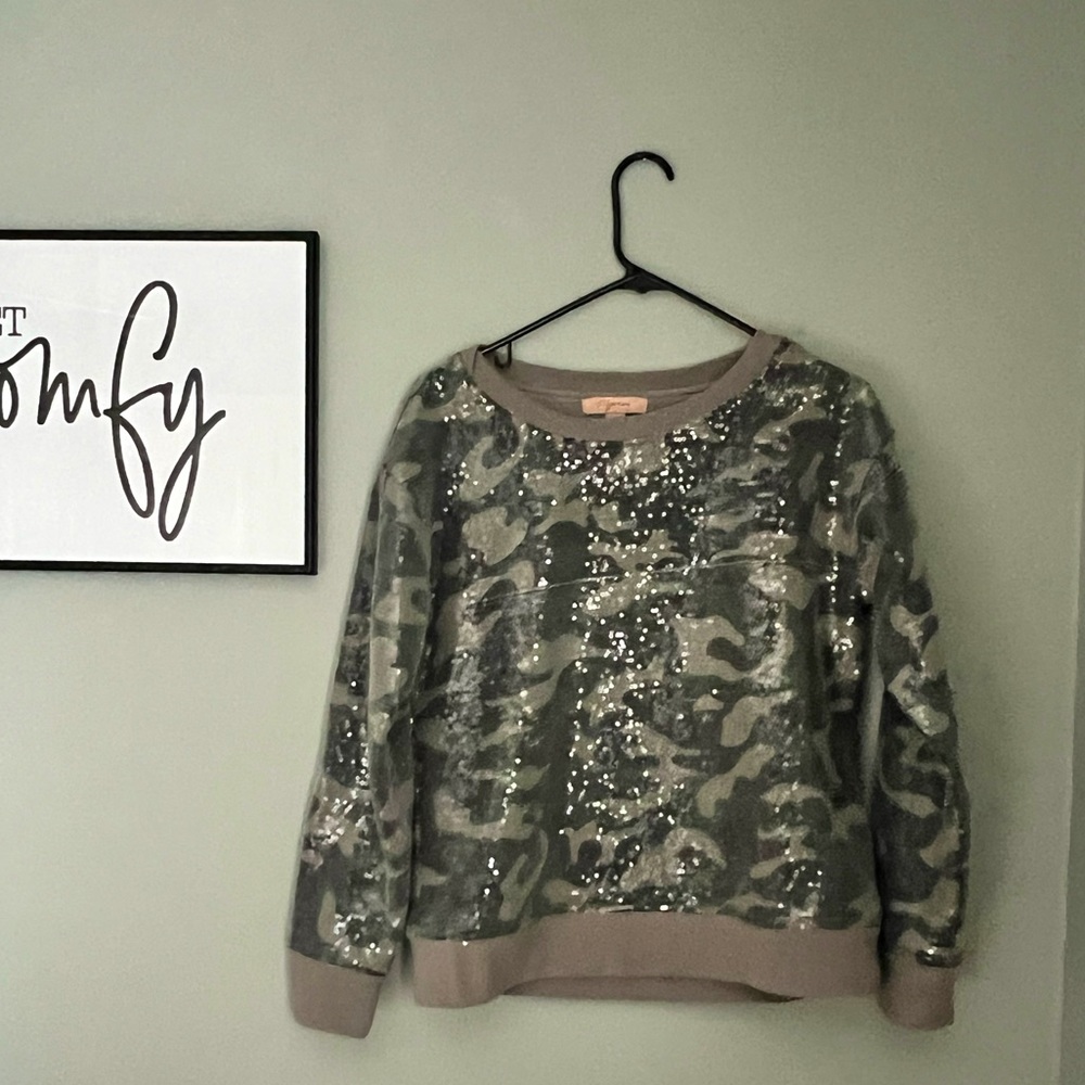 Arely Sequin Camo Sweatshirt